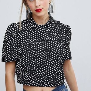 Asos 40s inspired Cropped Blouse with painted dots